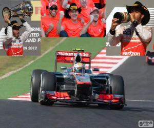 Puzzle Lewis Hamilton γιορτάζει τη νίκη του στο το Grand Prix των Ηνωμένων Πολιτειών 2012